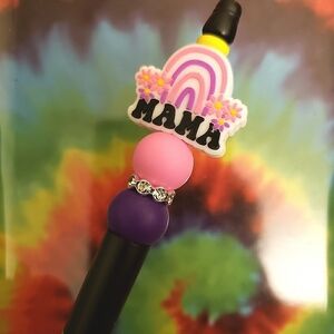 Handmade Mama Beaded Silicone Focal Bead Pen